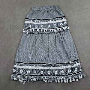 Dodo Bar Or Skirt Womens Medium Black Peasant Long Tassel Lace Fringe Cotton ZZ